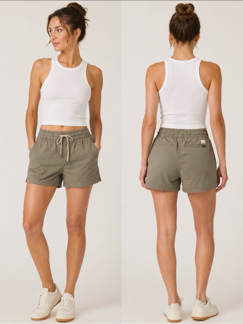 Vuori Vintage Ripstop Shorts Green Organic Cotton Drawstring Women S